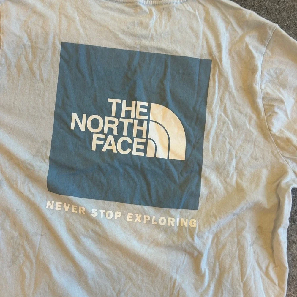 Women's The North Face Never Stop Exploring Baby Blue Outdoors T-Shirt Size Lg - Picture 5 of 11